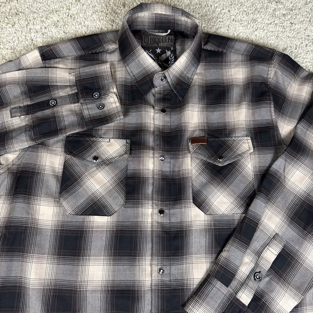 Dixxon Flannel Company The Chippy Shirt Mens X-Large Beige Shadow Plaid Snap